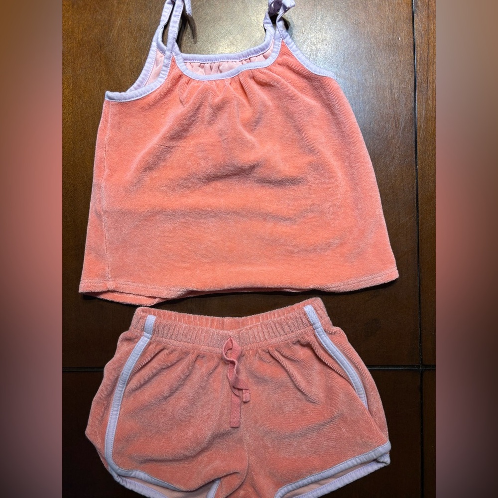 Zara Peach Tank Top and Shorts terry set